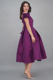 Taffeta midi dress, mauve color