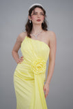 Evening dress with split design, yellow