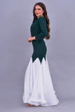 Two-tone sugar evening dress, olive color