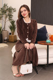 Brown buttoned skirt and blouse set 