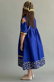 Girls' Shantoun jalabiya embroidered with Islamic patterns, blue