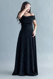 Evening dress with off-shoulder design, black