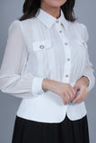 White georgette pleated shirt 