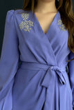 Mauve color embroidered wrap dress