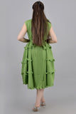فستان فيزون بتصميم مقسم بكشكش لون اخضر
