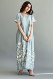 Linen robe embroidered with Tiffany color