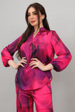 Two-piece set of pants and blouse, fuchsia color