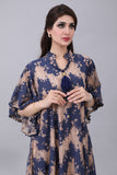 Lace robe with elegant design, navy blue with beige color 