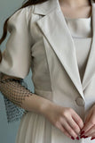 Two-piece dress with blazer design, beige