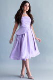 Short, fluffy evening dress with pleats, mauve color