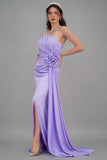 Evening dress with split design, lavender color