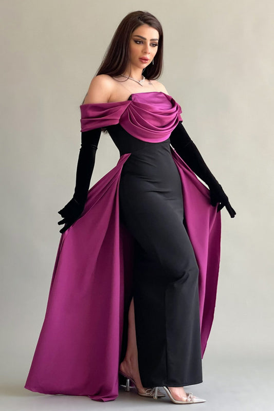 Classic dress with tail in fuchsia color