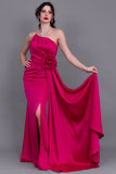 Evening dress with split design, fuchsia color