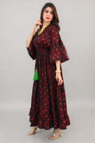 Galabiya Shalki, style of gala dress, burgundy color 