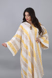 Moroccan galabiya with Islamic patterns, yellow