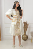 Girls' oriental jalabiya embroidered with puff sleeves, sugar-coloured 