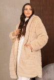 Double face winter jacket with zipper, beige color 