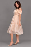 Chiffon short dress with crystal beads, sugar color