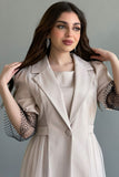 Two-piece dress with blazer design, beige