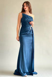 Turquoise crystal-embellished silk satin dress