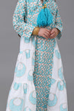 Girls' jalabiya with cloche design and Islamic patterns, Tiffany colour 