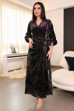 Tiffany color velvet wrap dress with folded shirt collar 