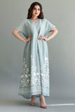 Linen robe embroidered with Tiffany color