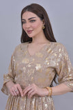 Jalabiya dress design embroidered with golden beige sequins