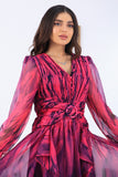 Fuchsia ruffled maxi dress