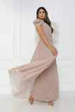 Rose gold one shoulder sparkly jersey dress 