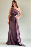 Purple crystal-embellished silk satin dress