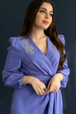 Mauve color embroidered wrap dress