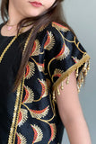 Kuwaiti girls' jalabiya, embroidered with sequins, black 