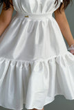 Short dress with a closed layer, white