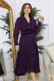 Solid color dress with ruffled layers, purple 