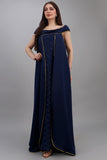 Two-piece Gulf jalabiya with a modern design, navy blue colour