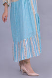 Jalabiya with pleats decorated with blue tassels