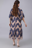 Lace robe with elegant design, navy blue with beige color 