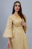 Shantoun jalabiya embroidered with sequins with ruffles sleeves, beige