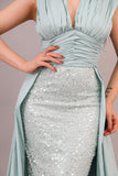 Tiffany color embroidered evening dress