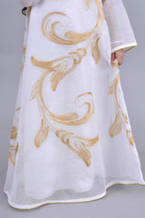 Girls' oriental galabiya, embroidered with a white and gold veil