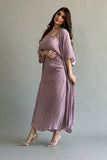 An elegant two-piece jalabiya with modern details, mauve color