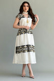 Midi jalabiya with horizontal sequin embroidery, black color