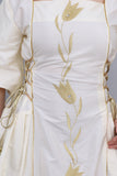 A modern galabiya with ties on the sides, white color 