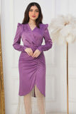 Purple pleated crystal fringe dress