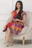 Girls' Shantoun jalabiya, embroidered with colorful geometric patterns, Oud colour 