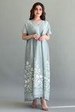 Linen robe embroidered with Tiffany color