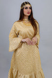 Shantoun jalabiya embroidered with sequins with ruffles sleeves, beige