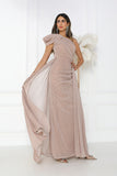 Rose gold one shoulder sparkly jersey dress 