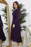 Solid color dress with ruffled layers, purple 